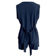 thumbnail image 5 of Arlun Women's Summer 2 Piece Sets Dressy V-Neck Sleeveless Slim Fit Vest Matching Drawstring Shorts Trendy Solid Color Simple Stylish Two Piece Outfits with Back Tie Design Dark Blue S, 5 of 5