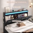 thumbnail image 5 of Afuhokles Queen Bed Frame with 12 Storage Drawers, Bookcase Storage Headboard, Bed Frame with Charging Station, LED Lights, Black, 5 of 9