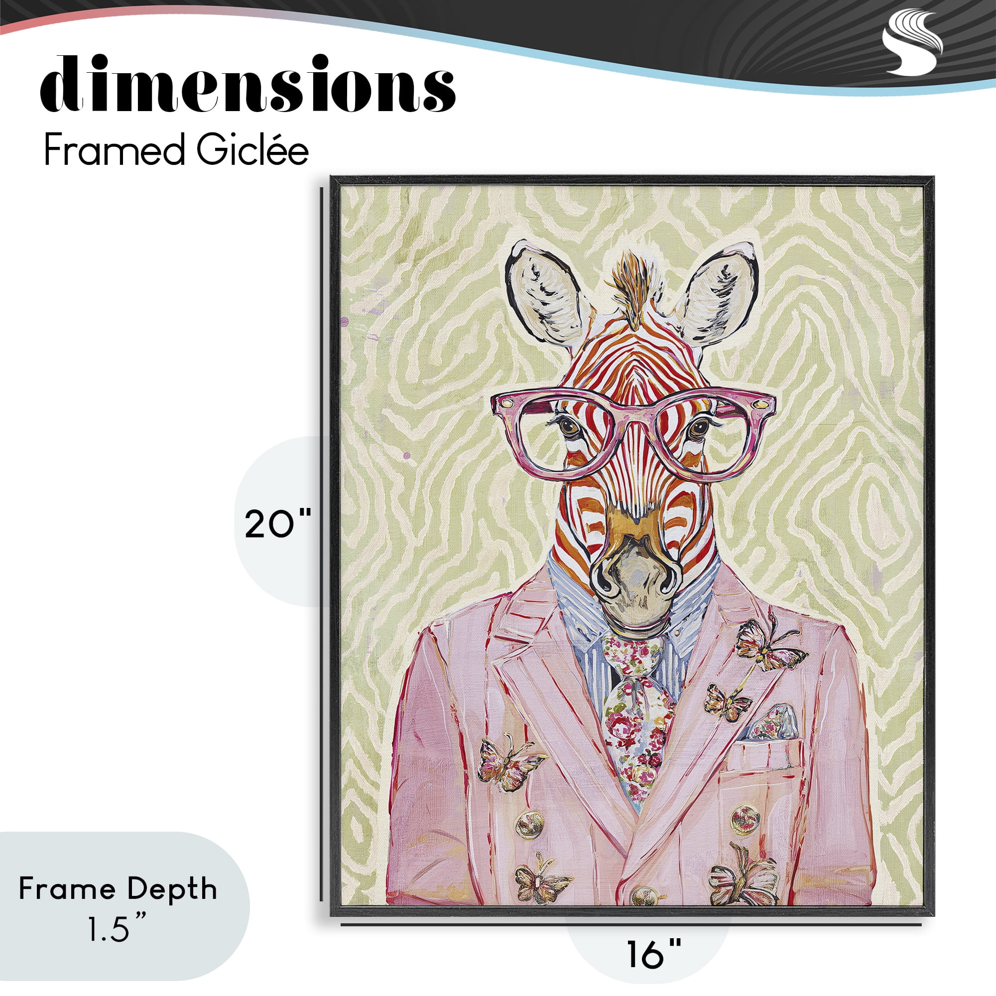 Stupell Industries Pink Zebra over Green Black Framed Giclee Art, design by Svetlana Aleynikova