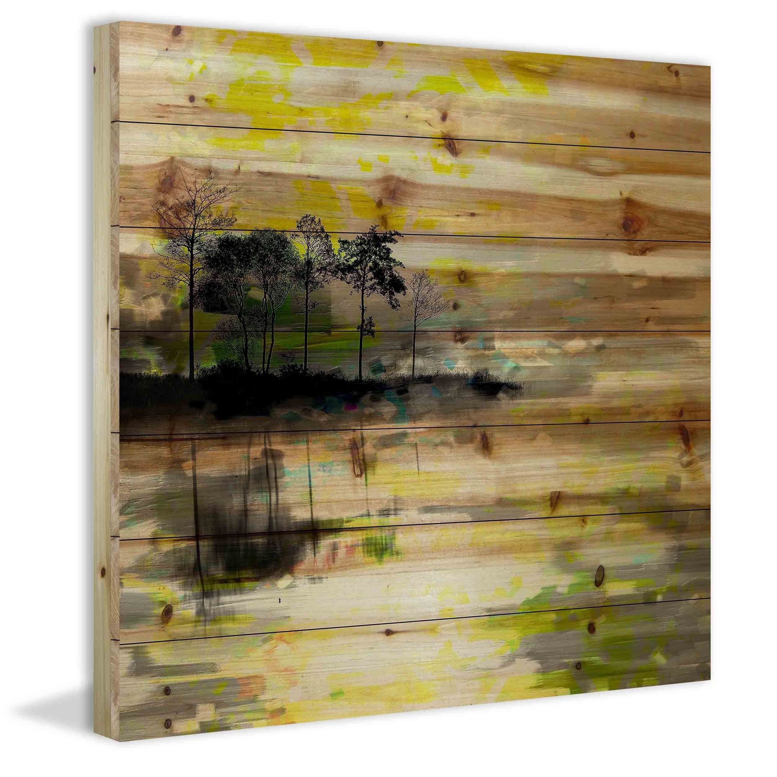 Parvez Taj  'Oshawa' Painting Print on Natural Pine Wood - Multi-color 32 x 32