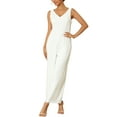 thumbnail image 2 of INSPIRE CHIC Valentine's Day Women's Sleeveless Jumpsuits for Cocktail Lace Backless Wide Legs Formal Evening Jumpsuit S White, 2 of 5