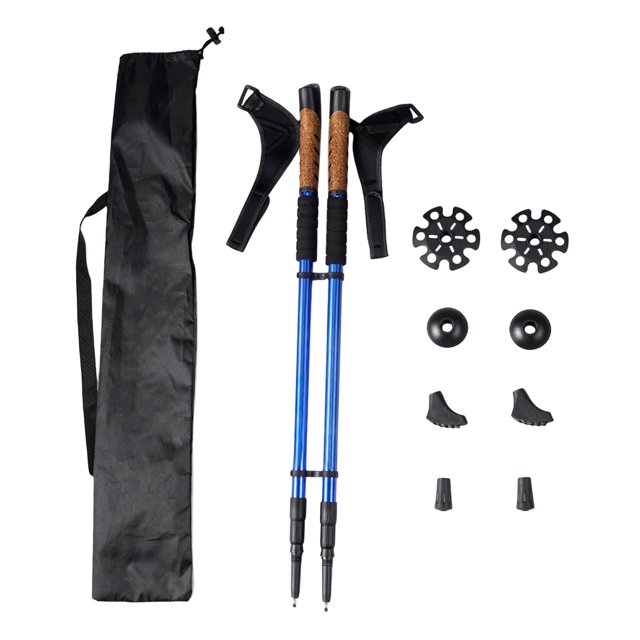 S SERENABLE 2x Bâtons de Randonnée Randonnée Bâton Rétractable pour Randonneurs Marcheurs Camping Bleu