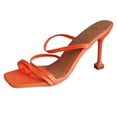 thumbnail image 2 of UTTOASFAY Women Thin Heels Square Toe Casual Sandals Sexy Vintage Fashion High Heels Orange 8(39), 2 of 4