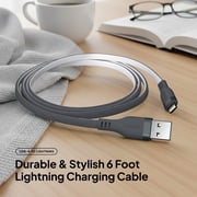 Powertek MFi USB-A to Lightning Two-Tone Pastel Fast Charge Cable, 6 ft, Grey