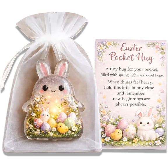 Easter Pocket Hug, Easter Bunny Pocket Hugs with Prayer Card, Emotional Support Bunny, EasterDay Basket Stuffers Gift for Friends, Family