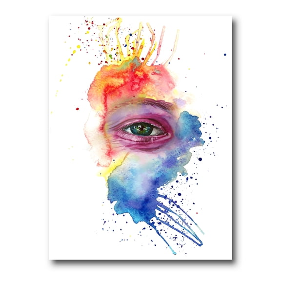Designart ' Detail of Eye In Rainbow-Colored Face Portrait ' Bohemian & Eclectic Canvas Wall Art Print