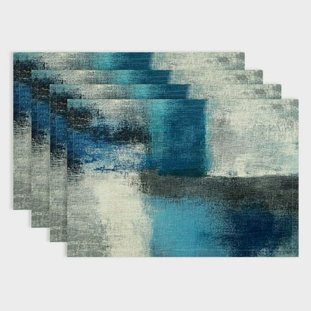 

Shiartex Abstract Painting 4-Piece Linen Cloth Placemat Set for Birthday Parties Christmas Restaurants Buffets Home Decoration 18x12in