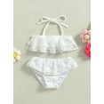 thumbnail image 4 of Caoirhny Toddler Kids Girls Two Piece Swimsuits, Summer Sleeveless Halter Lace Tops + Bikini Bottom Set 6M-3T, 4 of 8