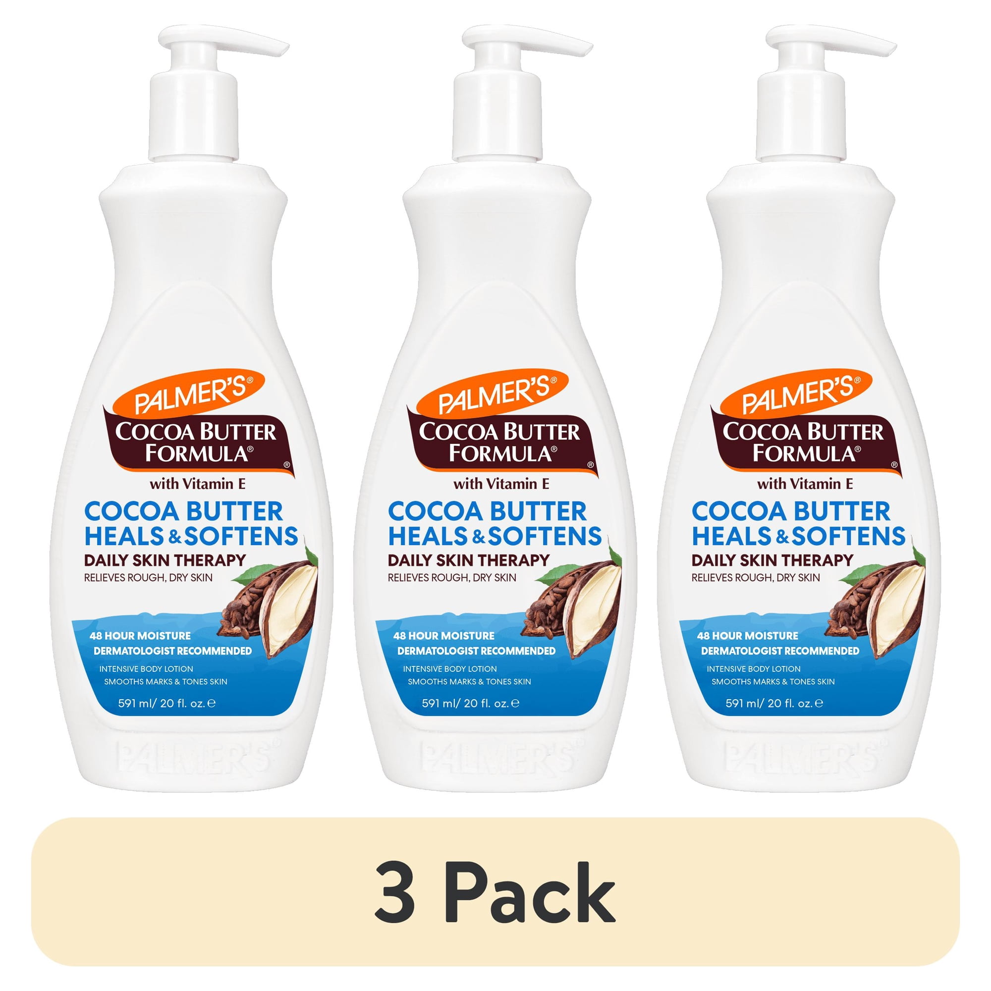 (3 pack) Palmer's Cocoa Butter Formula Daily Skin Therapy Lotion, 20 fl. oz, Deep Moisturization
