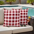 thumbnail image 4 of Red Farmhouse Outdoor Waterproof Pillow Covers, Gradient Buffalo Plaid Lattice Grid Decorative Square Throw Pillowcase Sofa Cushion Sham for Patio/Couch/Chair, 26"x26" 2 Pack, 4 of 8