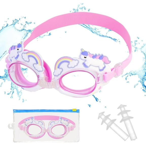 Kids Swim Goggles for Girls 3-14 Years, Anti-Fog Waterproof Clear Vision Swimming Goggles