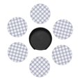 thumbnail image 3 of Posavasos de cuero de 6 piezas, posavasos de línea diagonal de cuadros geométricos azules y blancos para bebidas, posavasos para tazas, regalo de inauguración de la casa, ideal para la decoración del, 3 of 7