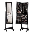 thumbnail image 1 of Costway Lockable Mirrored Jewelry Cabinet Armoire Storage Organizer Box w/ Drawers Black, 1 of 9