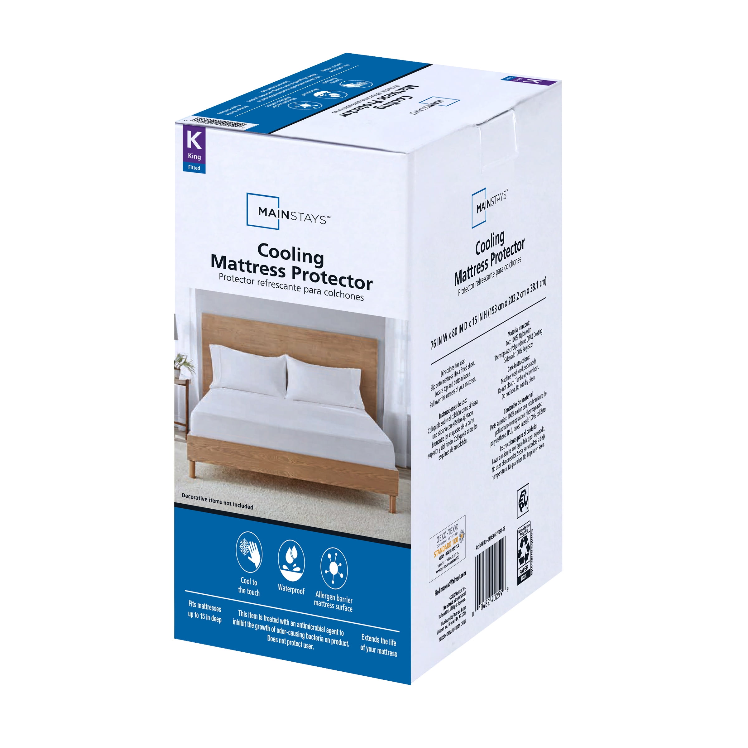 Mainstays Cooling Fitted Mattress Protector, Queen 