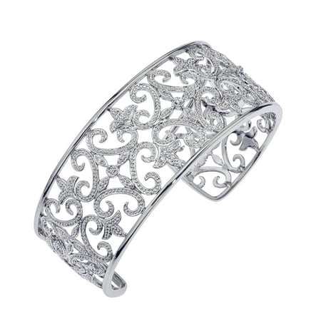 Diamond Cuff Bracelet in Sterling Silver (H-I I3, 0.16 carats)