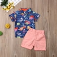 thumbnail image 2 of Musuos Baby Boys Summer Clothes Set Short Sleeve Lapel Ocean World Fish Print Shirt+Solid Color Shorts Kids 2Pcs Casual Outfits, 2 of 8