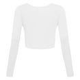 thumbnail image 4 of DuoJiaJ Women's V Neck Long Sleeve Slim Fitted Crop Tops Soft Layering Basic Shirt White XL, 4 of 4