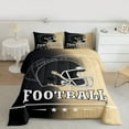 thumbnail image 2 of jejeloiu American Rugby Sport Queen Comforter Set,Gold Black Ombre Bedding Comforter Set For Teens Reversible 3 Pieces, 2 of 8