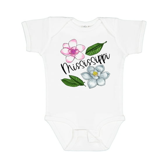 Inktastic Mississippi Magnolia Flowers and Leaves Boys or Girls Baby Bodysuit