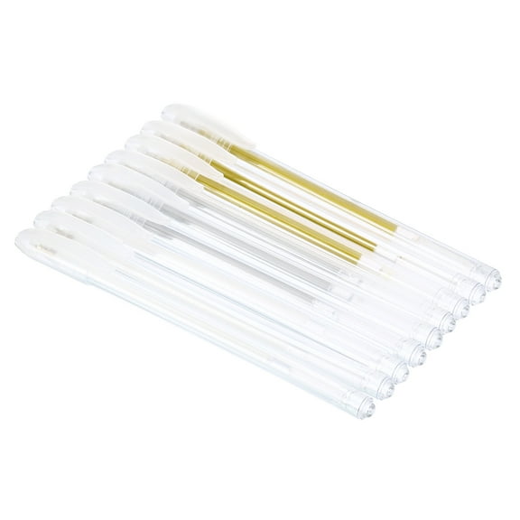 Uxcell 6.3" 0.6mm Glitter Gel Pens Metallic Sparkle Pen Liquid Glitter Iridescent Highlighter Gold Silver White 9 in 1