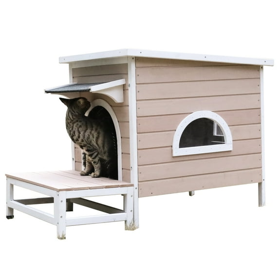 Xahpower Outdoor Indoor Wooden Shelter for Cats Enclosure Waterproof