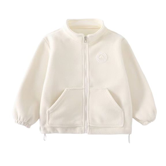 Ruyang Boys Girls School Fleece Jackets Preppy Polar Sherpa Fleece Jacket Pockets Fall Winter Zip Up Mock Neck Fuzzy Coat