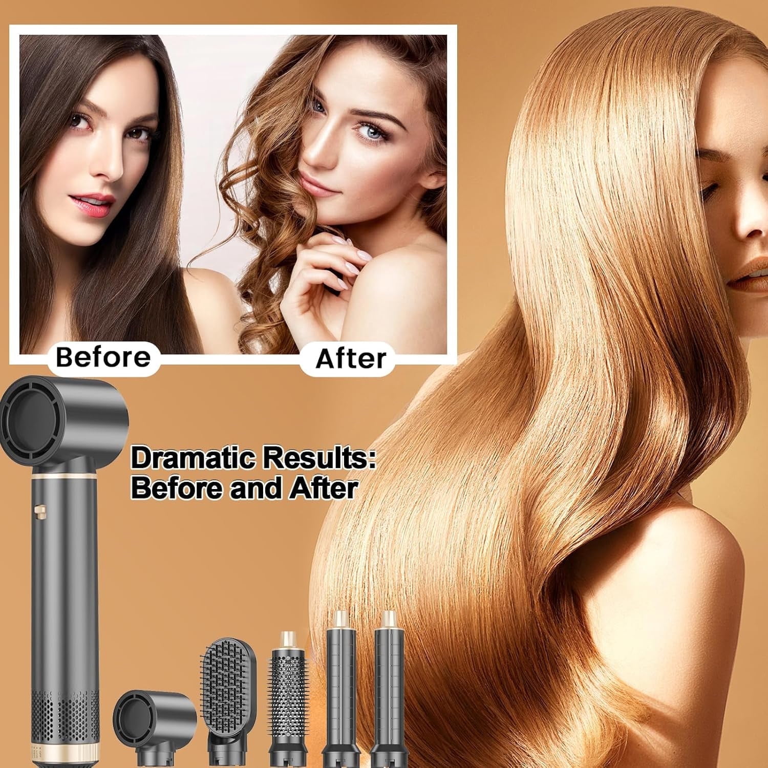 YSZZYSM Hair Dryer 5-in-1 Brush with Hot Air Curling & Negative Ion Technology - Versatile Styler for Drying, Curling, Straightening, and Volume Boosting