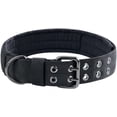 thumbnail image 1 of Collar táctico de nailon para perros, collar de entrenamiento militar ajustable con hebilla de doble anilla metálica en D (negro-XL, 75 cm), 1 of 5