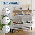 thumbnail image 4 of QinaQin 4 Flip Drawer Shoe Storage Cabinet, Hollow Out Panel, White & Rustic, 4 of 9