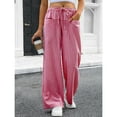 thumbnail image 7 of Womens Striped Gingham Pants Wide Leg High Waisted Lounge Plaid Pajama Pants Cute Casual Trousers with Pockets Wine L, 7 of 7