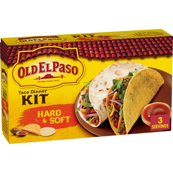 Old El Paso Hard and Soft Taco Dinner Kit, Meal Prep, 12 Ct, 11.4 oz