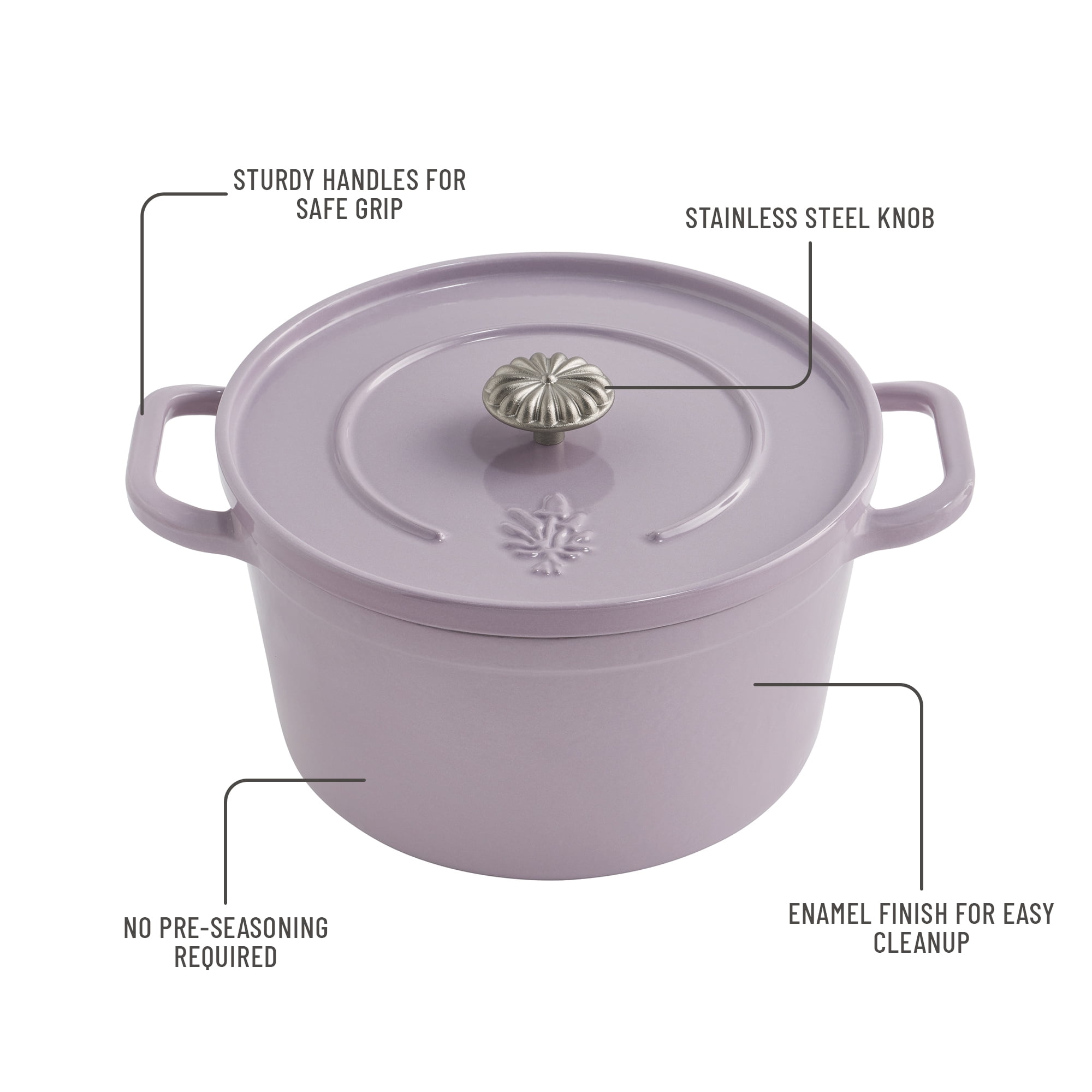The Pioneer Woman 5-Quart Enameled Cast Iron Dutch Oven with Lid, Iris