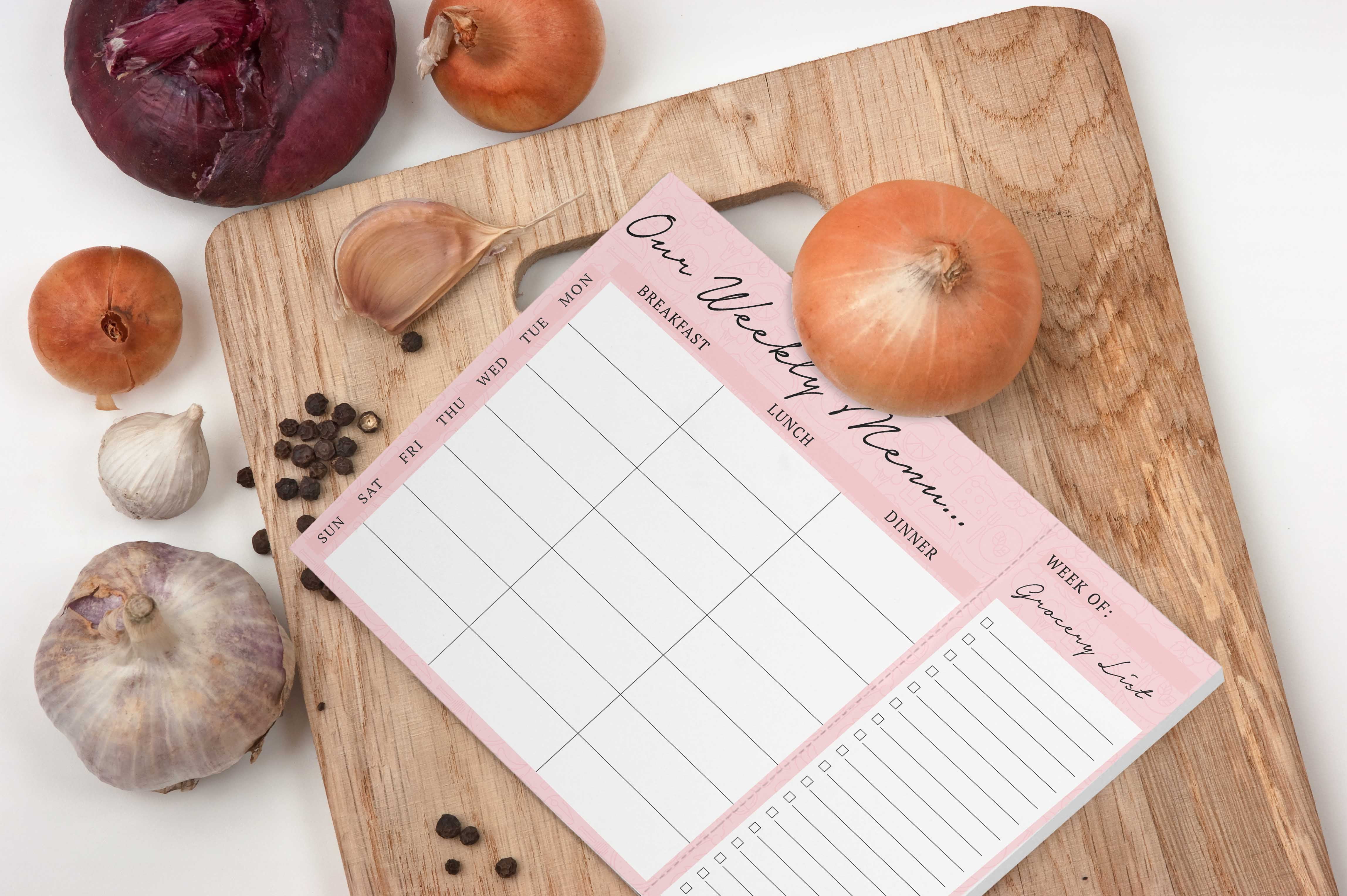 Inkdotpot Weekly Meal Planner Notepad 7"x10 , "Our Weekly Menu" Magnetic Meal Planning Pad with Tear Off Grocery Shopping List for Fridge- Kitchen & Home - 54 Sheets -Z9