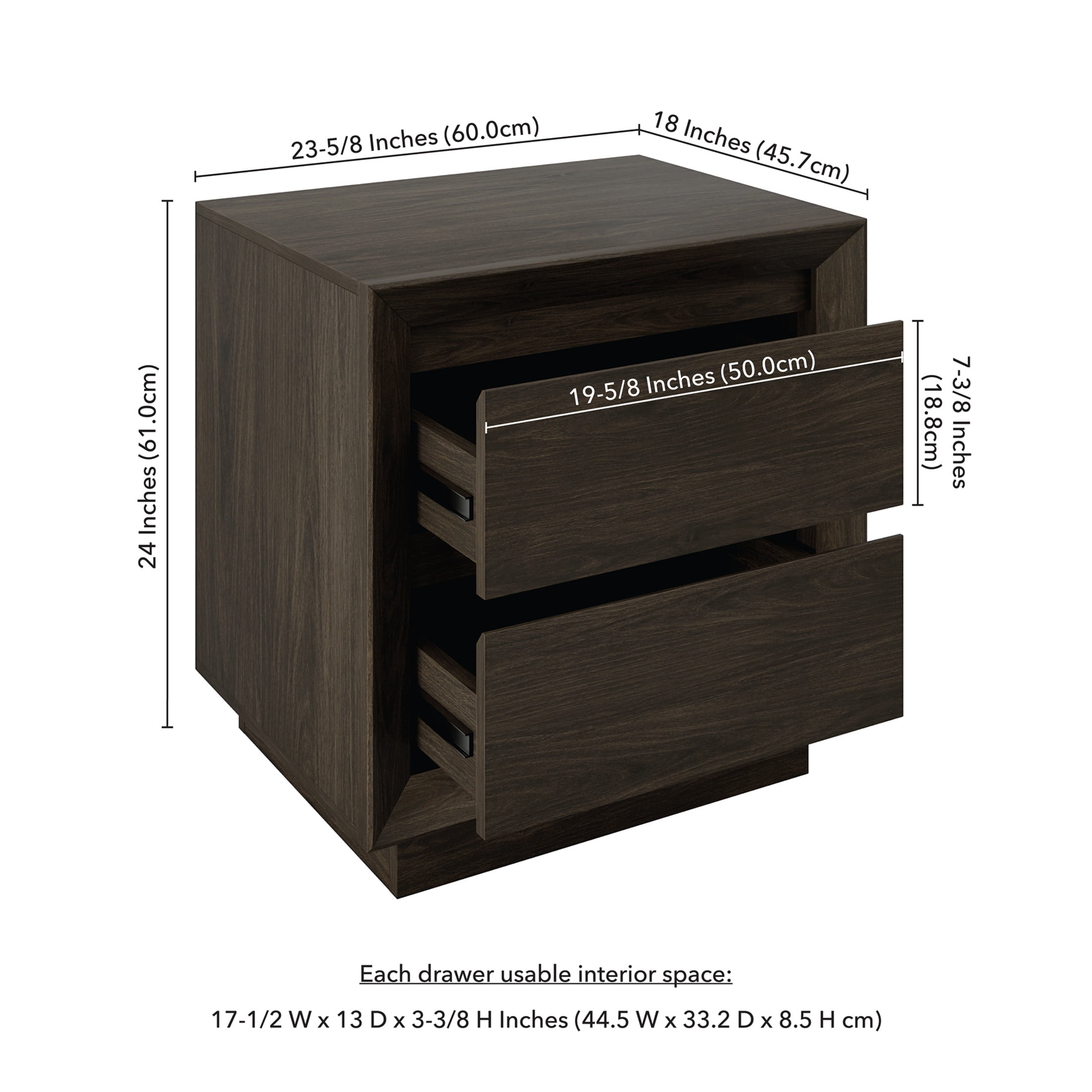Evelyn&Zoe Modern/Contemporary 24" Wide Alder Brown Nightstand