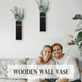 thumbnail image 4 of Wall Planters for Indoor Plants - 2 Pack Wood Wall Vases for Dried Flowers & Artificial Plants Modern Farmhouse Wooden Vase for Living Room Bedroom Kitchen Decorations - Black, 4 of 15