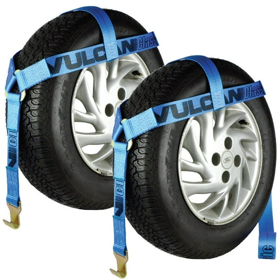 VULCAN Wheel Dolly Tire Harness - Flat Hooks - Bonnet Style - Classic Blue - 1665 Lbs SWL - 2 Pack
