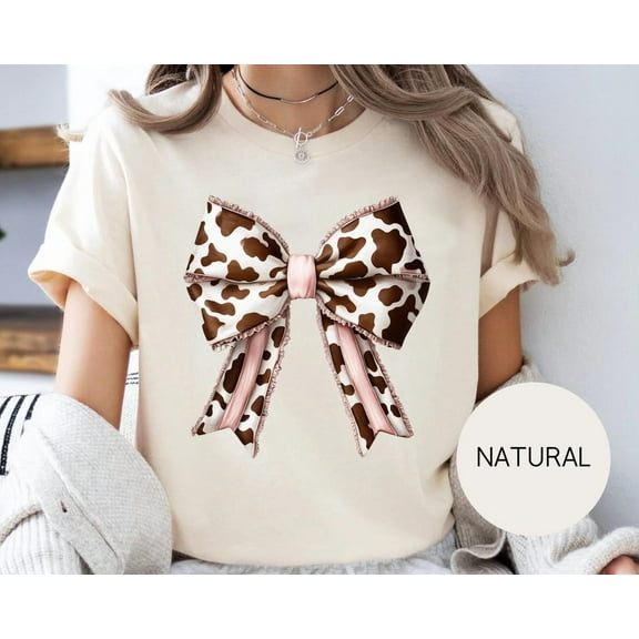Cow Print Bow Shirt: Western Rodeo Graphic Tee All Size S-5Xl