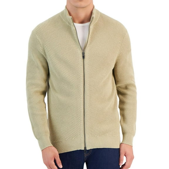 Alfani Mens Heavy Rib Knit Sweater, Beige, XX-Large