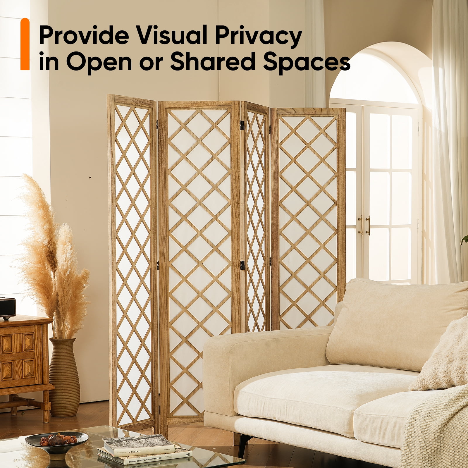 Jostyle 4/6 Panel Room Divider Privacy Screen - Foldable Partition Wood Frame