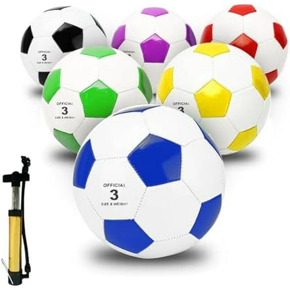 6 Pcs Soccer Ball with Pump Official Size 3 Outside Sport Soccer Ball Machine Stitched Ball Colored Soccer Training Balls for Game Training Practice or Gift$$Sport & Recreation Other