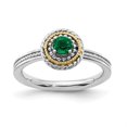 thumbnail image 3 of Auriga Fine Jewelry 925 Sterling Silver with 14K Created Emerald Ring for Women Size5, 3 of 6