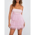 thumbnail image 5 of Elippeo Women's Tube Top Dress Strapless Solid Color Ruffle Hem Mini Party Dress Slim Fit Tiered Dress, 5 of 10