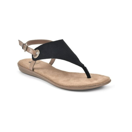 White Mountain Womens London Faux Leather Side Buckle Thong Sandals