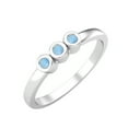 thumbnail image 2 of Tiny Round Shape Larimar Stackable Women Ring 925 Sterling Silver Delicate Jewelry, 2 of 3