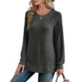 thumbnail image 4 of UVN Sweatshirt for Women Crewneck Pleated Long Sleeve Shirts Tunic Tops, 4 of 9