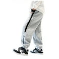 thumbnail image 4 of FAOWME Big Kids Boys Sweatpants With Pocket Drawstring Elastic Waist Color Block Plush Lined Ankle Tied Casual Trousers For Daily Wear Grey 9-10 Years, 4 of 5