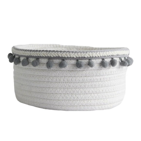 DOLITY Nordic Lovely Storage Basket Household Woven Cotton Thread Wool Ball Ornaments Gray Plush Ball