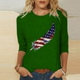 thumbnail image 2 of Levmjia Womens Tops 3/4 Sleeves Summer Holiday Graphic Crew Neck T-shirt USA Flag Shirt 4th of July Tunic Tops Blouse Independence Day Clothes, 2 of 4