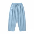 thumbnail image 4 of XIAONU Men's Solid Wide Leg Pants Drawstring Waist Pleated Detail Casual Pants, 4 of 4