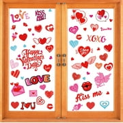 Valentines Day Window Clings for Decorations, LONGRV 9 Sheets Valentine's Day Window Stickers Decals Decorations - Heart Decal Party Ornaments Supplies